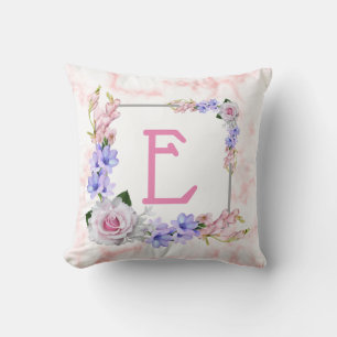 Monogramm der rosa Marmorplatte der Rose Kissen
