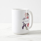 Monogramm der rosa Peonies Lila und der grünen Blä Kaffeetasse (VorderseiteRechts)