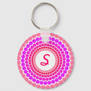 Monogramm der rosa Punkte Schlüsselanhänger