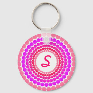 Monogramm der rosa Punkte Schlüsselanhänger