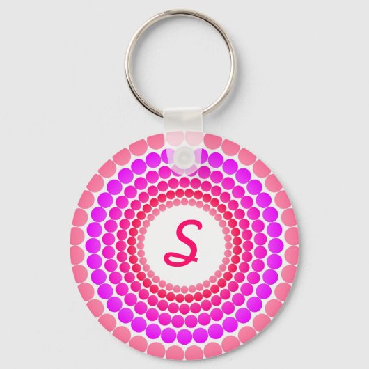 Monogramm der rosa Punkte Schlüsselanhänger (Vorderseite)