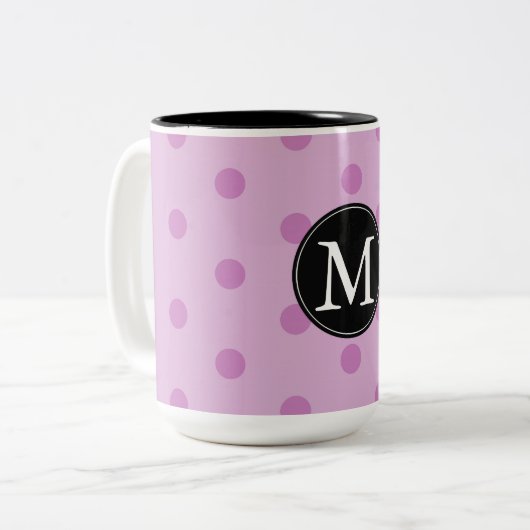 Monogramm der rosa Punkte Zweifarbige Tasse (Vorderseite Links)