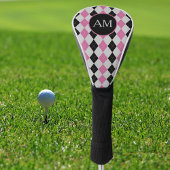 Monogramm der rosa schwarzen Raute Golf Headcover