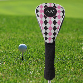 Monogramm der rosa schwarzen Raute Golf Headcover