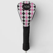 Monogramm der rosa schwarzen Raute Golf Headcover (Vorderseite)