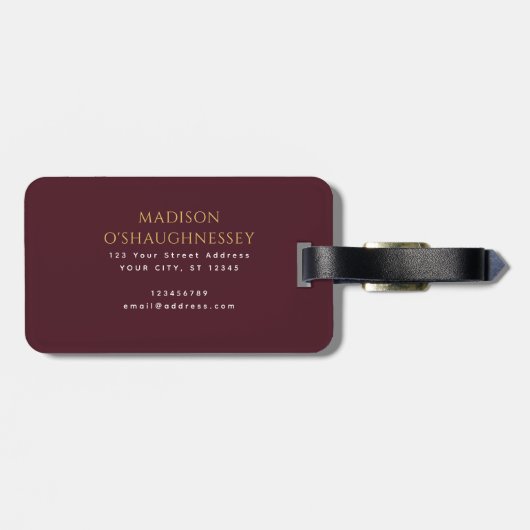 Monogramm der rosa Schwertschild Gepäckanhänger (Rückseite horizontal)