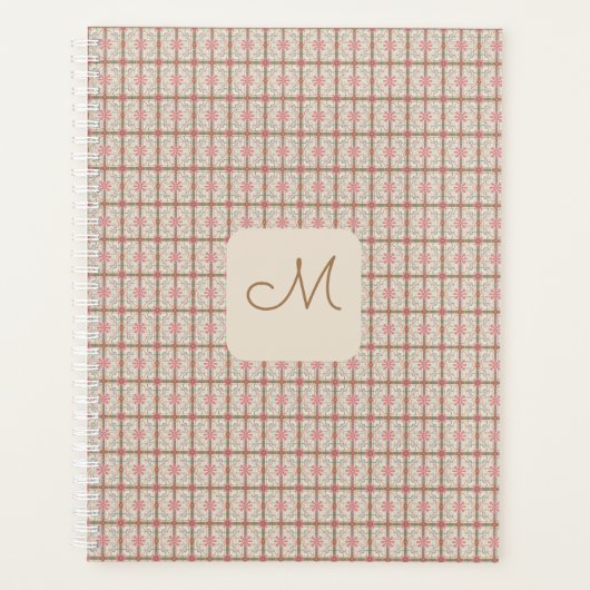 Monogramm der rosa und braunen Floral Planer (Vorderseite)