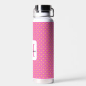 Monogramm der rosa und gelben Polka-Punkte Trinkflasche (Rückseite)