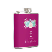 Monogramm der rosa und grünen Blume Flachmann (Rechts)