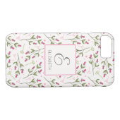 Monogramm der rosa und grünen Wildblumen Case-Mate iPhone Hülle (Rückseite (Horizontal))