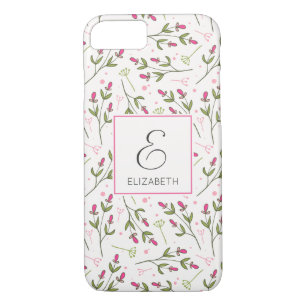 Monogramm der rosa und grünen Wildblumen Case-Mate iPhone Hülle