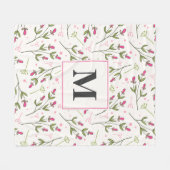 Monogramm der rosa und grünen Wildblumen Fleecedecke (Vorderseite (Horizontal))