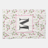 Monogramm der rosa und grünen Wildblumen Geschirrtuch (Horizontal)
