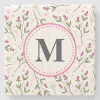 Monogramm der rosa und grünen Wildblumen