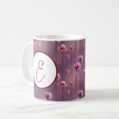 Monogramm der rosa und orangefarbenen Blume Kaffeetasse (Vorderseite Links)