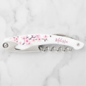 Monogramm der rosa weißen Kirschblüten Kellnermesser (Vorderseite)