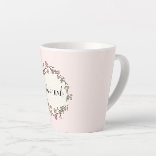 Monogramm der rosa Wildblume Wreath Individuelle N Milchtasse (Rechte Ecke)