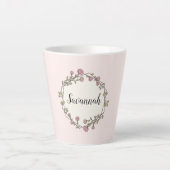 Monogramm der rosa Wildblume Wreath Individuelle N Milchtasse (Vorderseite)