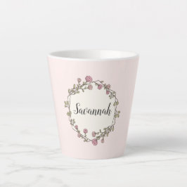 Monogramm der rosa Wildblume Wreath Individuelle N Milchtasse