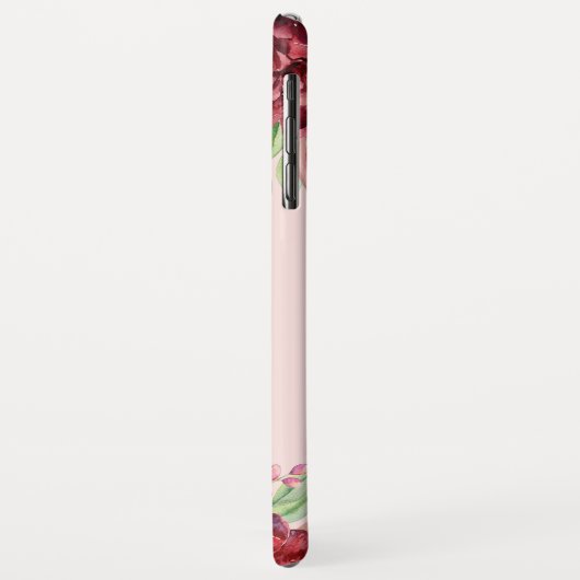 Monogramm der Rose Burgund Peach Blush Floral Case-Mate iPhone Hülle (Hinten/Links)