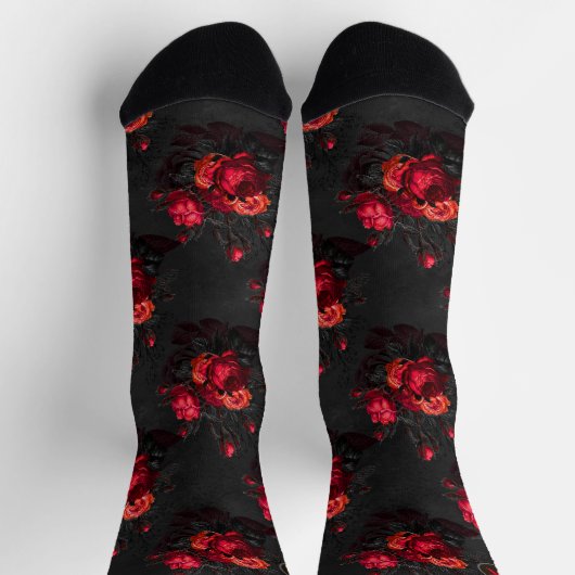 Monogramm der roten Gothic-Rose Socken (Oben)