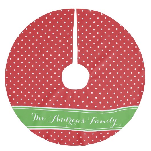 Monogramm der roten und grünen Preppy-Dosen Polyester Weihnachtsbaumdecke (Vorderseite)