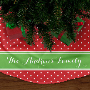 Monogramm der roten und grünen Preppy-Dosen Polyester Weihnachtsbaumdecke