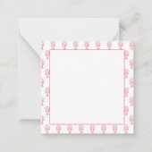 Monogramm der roten und weißen Baumwollhalden an d Mitteilungskarte (Rückseite)