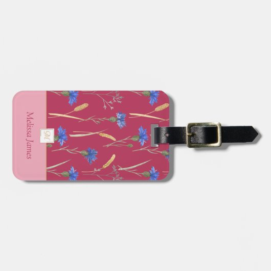 Monogramm der Roten Wildblume Gepäckanhänger (Vorderseite horizontal)