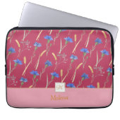 Monogramm der Roten Wildblume Laptopschutzhülle (Vorderseite)