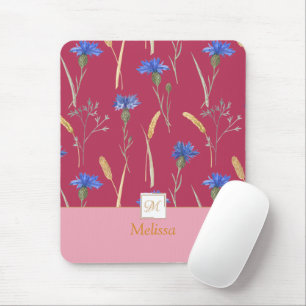 Monogramm der Roten Wildblume Mousepad