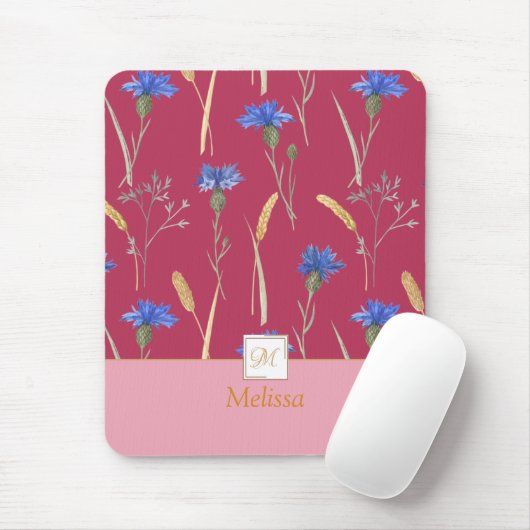 Monogramm der Roten Wildblume Mousepad (Mit Mouse)