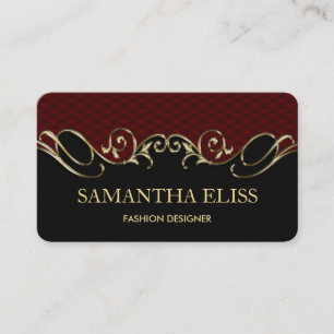 Monogramm der Royal Burgundy Leather Gold Business Visitenkarte