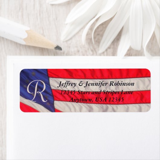 Monogramm der Rücksendeadresse Rot und Blau (Insitu)