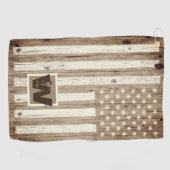 Monogramm der Rustic Wood USA Flag Golfhandtuch (Horizontal)