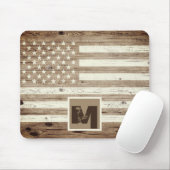 Monogramm der Rustic Wood USA Flag Mousepad (Mit Mouse)