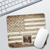 Monogramm der Rustic Wood USA Flag Mousepad