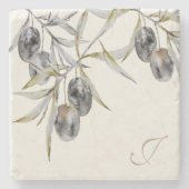 Monogramm der Rustikalen Olive Branch Steinuntersetzer (Vorderseite)