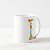 Monogramm der rustikalen Whimsikalen Blume (L) Kaffeetasse (VorderseiteRechts)
