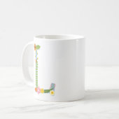 Monogramm der rustikalen Whimsikalen Blume (L) Kaffeetasse (Vorderseite Links)