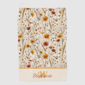 Monogramm der rustikalen Wildblume - Muster der Bo Golfhandtuch (Vorderseite)