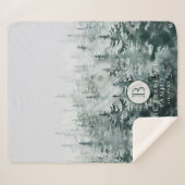 Monogramm der Rustikalen Winterwaldkiefernbaum-Fam Sherpadecke (Vorderseite (Horizontal))