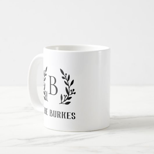 Monogramm der Rustikalzweige Kaffeetasse (Vorderseite Links)