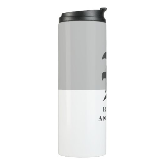 Monogramm der schick-grauen und weißen klassischen thermosbecher (Nach links gedreht)