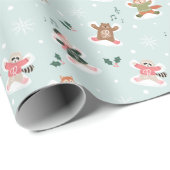 Monogramm der Schneeangel-Waldtiere Geschenkpapier (Rolleneckpunkt)