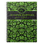 Monogramm der schwarz-grünen Metallflorentafeln Notizblock (Vorderseite)