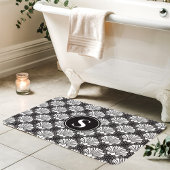 Monogramm der Schwarz-Weiß-Muschelküste Badematte