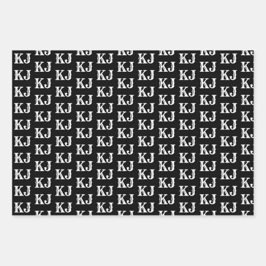Monogramm der Schwarz-weißen Muster4 Geschenkpapier Set (Vorderseite 2)