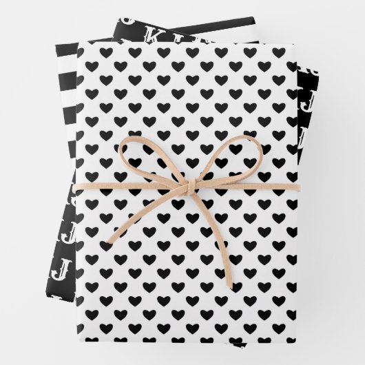 Monogramm der Schwarz-weißen Muster4 Geschenkpapier Set (Beispiel)