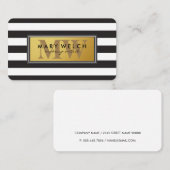 Monogramm der Schwarz-weißen Streifen Terminkarte (Vorne/Hinten)